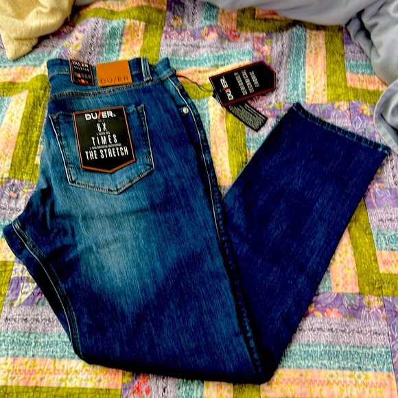 DUER Men’s Performance Denim Athletic Straight Heritage Rinse Size 34 x 32 - NWT - Picture 1 of 9